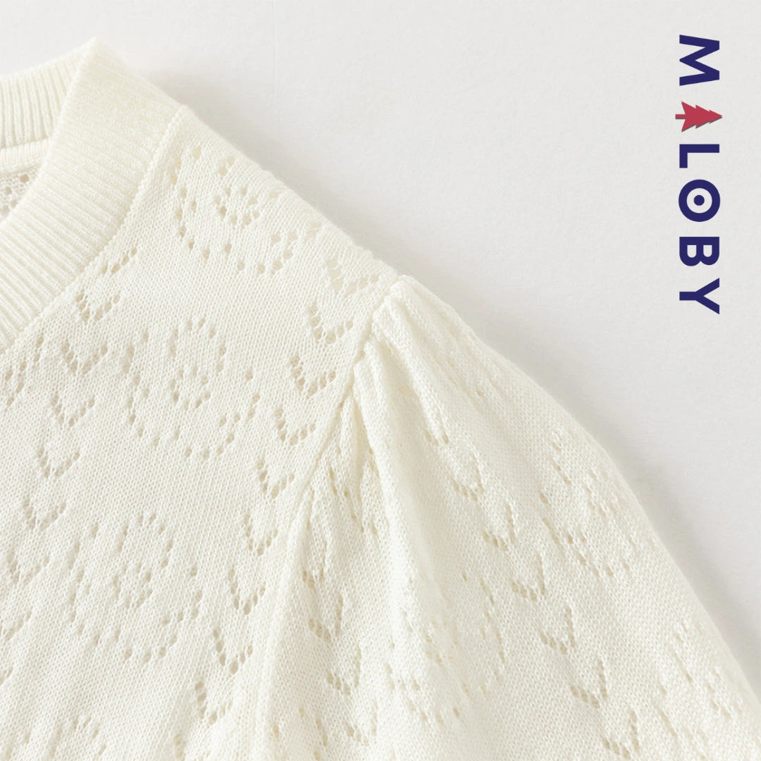 Cardigan en maille pointille enfant fille -Beige