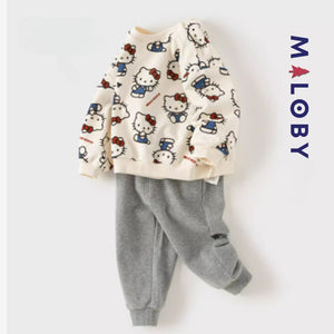 Ensemble sweat + pantalon enfant fille - motifs dessins animés -robes et ensembles pour filles, bébés et garcons - MALOBY