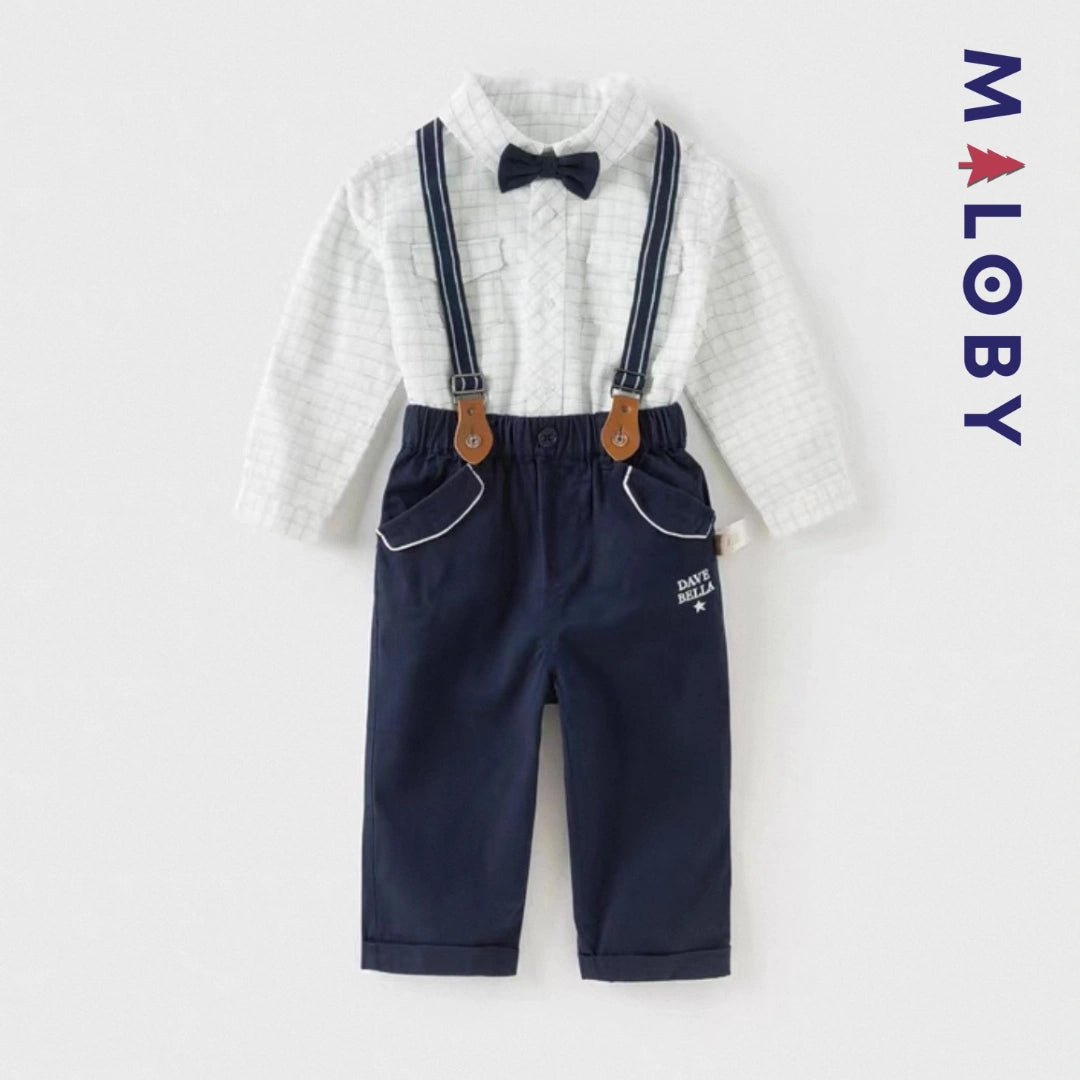 Ensemble cérémonie pantalon+ chemise à carreaux enfant garçon -Bleu -robes et ensembles pour filles, bébés et garcons - MALOBY