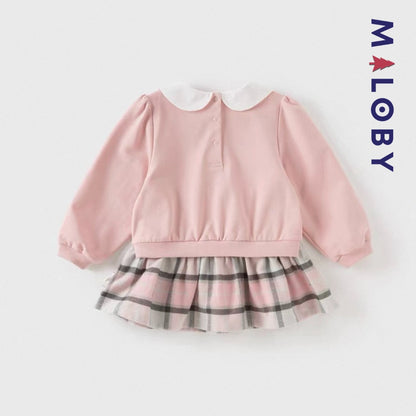 Robe courte bi-matière effet 2 en 1 enfant fille -Rose -robes et ensembles pour filles, bébés et garcons - MALOBY