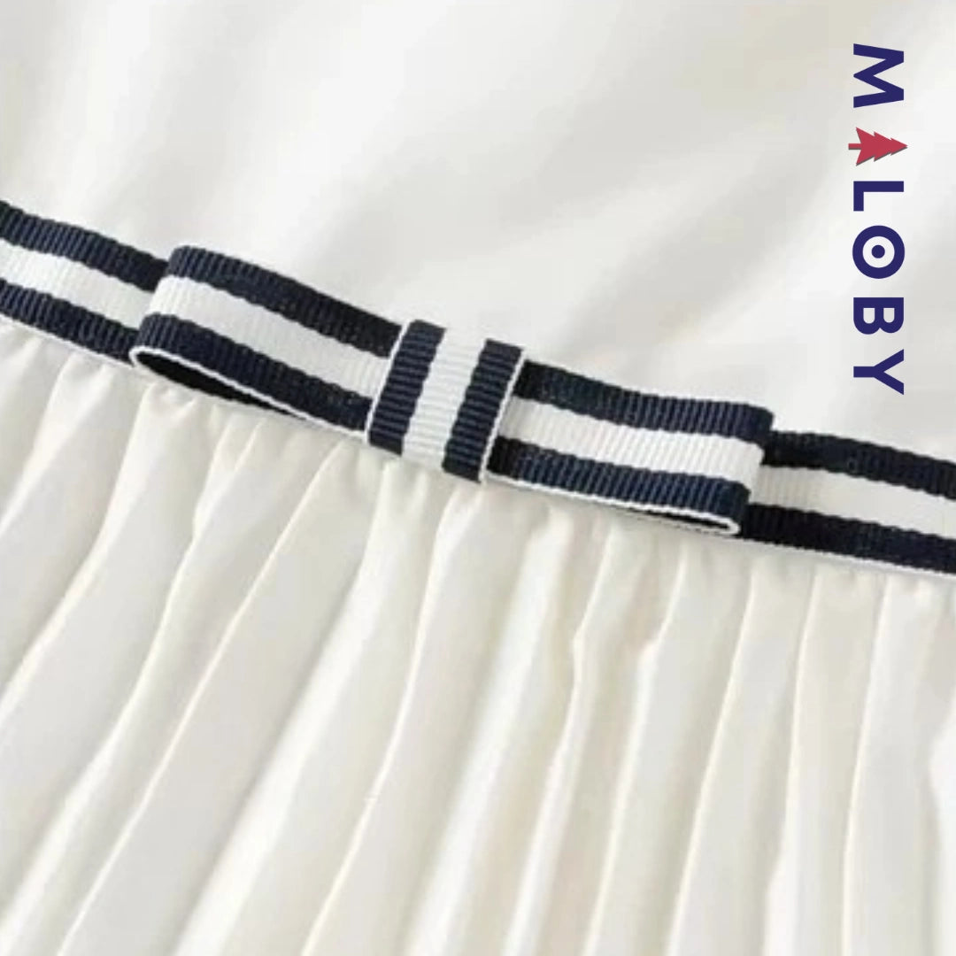 Robe princesse pour cérémonie à jupe plissée fille- Ivoire