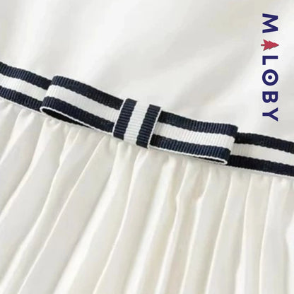 Robe princesse pour cérémonie à jupe plissée fille- Ivoire