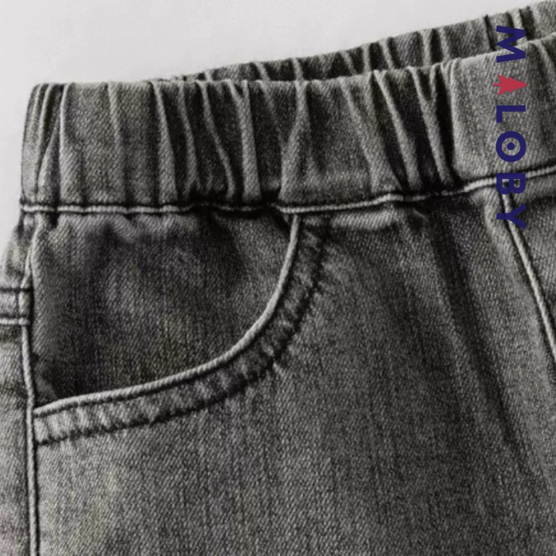 Pantalon jean évasé brodé enfant fille –Gris