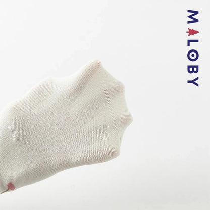 Collant Épais motif cerise enfant fille- blanc
