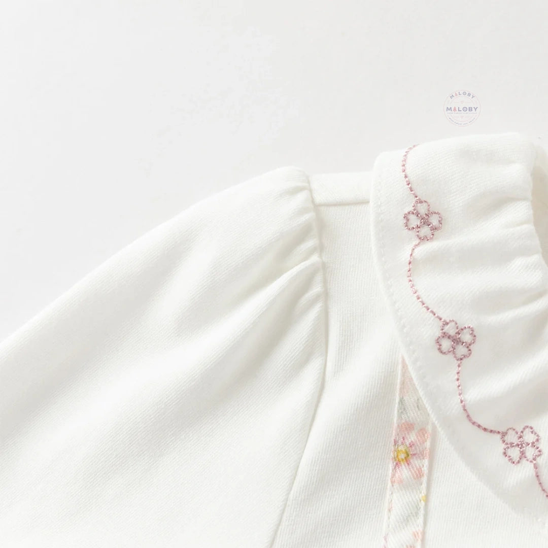 Ensemble fleuri blouse et legging effet 2 en 1 enfant fille rose - MALOBY