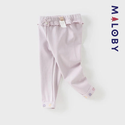 Legging à bas brodé enfant fille-beige/violet
