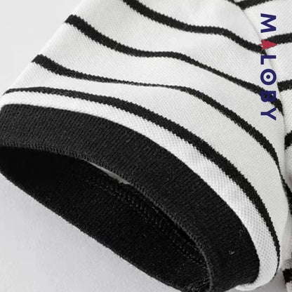 Polo rayé pour été enfants garçon - Blanc/Noir