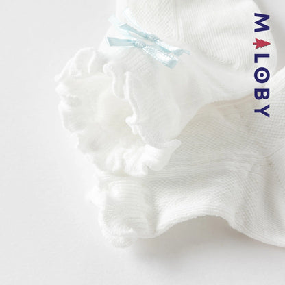 Chaussettes mi-mollet à nœud enfant fille - Blanc
