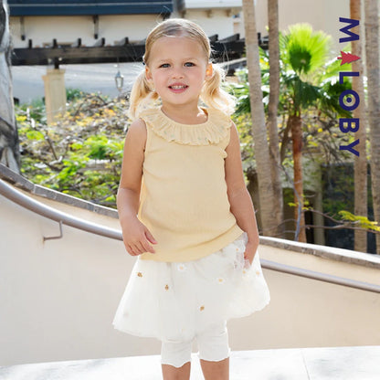 Gilet tricoté sans manches enfant fille - Jaune/violet