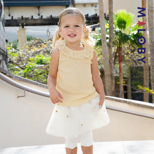 Gilet tricoté sans manches enfant fille - Jaune/violet