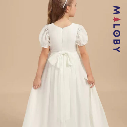 Robe longue de cérémonie en mousseline enfant fille- Blanche