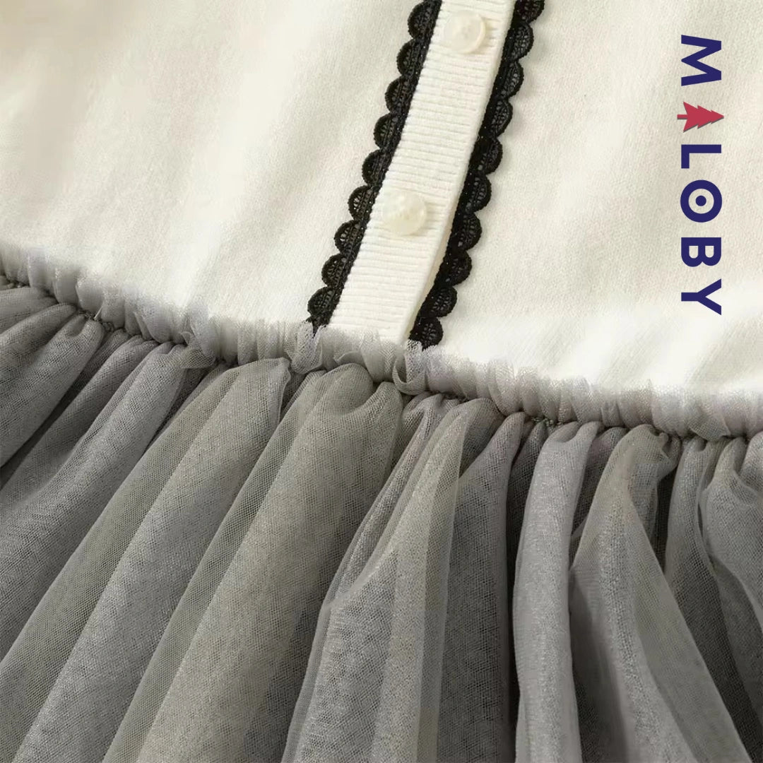 Robe de cérémonie à volants enfant fille - blanc