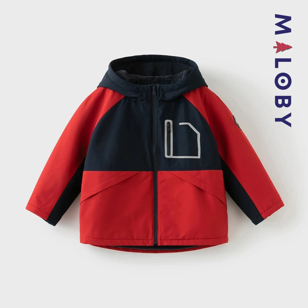 Parka imperméable doublée polaire enfant garçon- rouge
