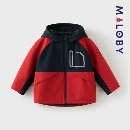 Parka imperméable doublée polaire enfant garçon- rouge