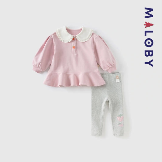 Ensemble 2 pièces blouse + Legging enfant fille- Rose
