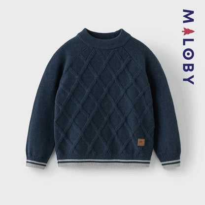 Pull en maille enfant garçon- Bleu/gris