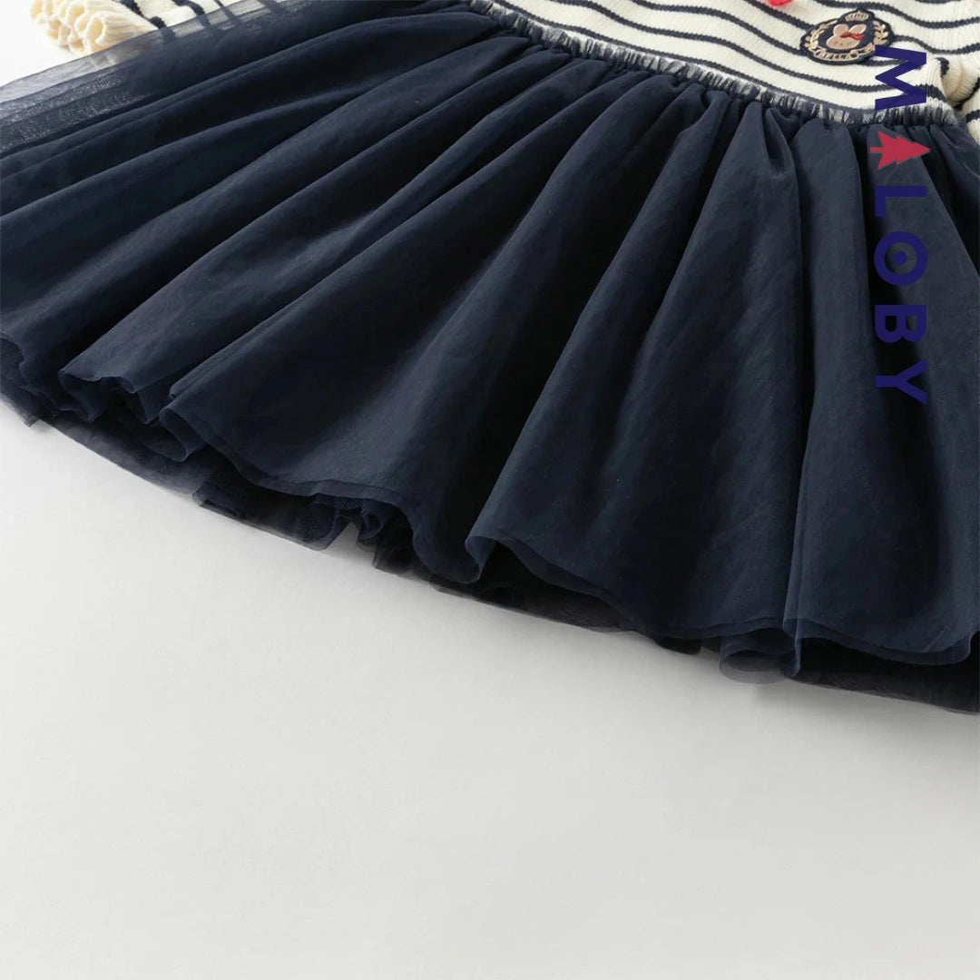 Robe pull style marin enfant fille -marine