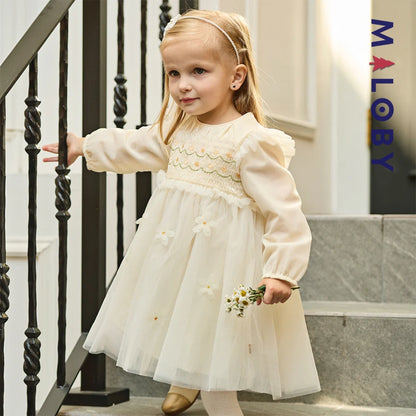 Robe de cérémonie à smocks enfant fille -Jaune