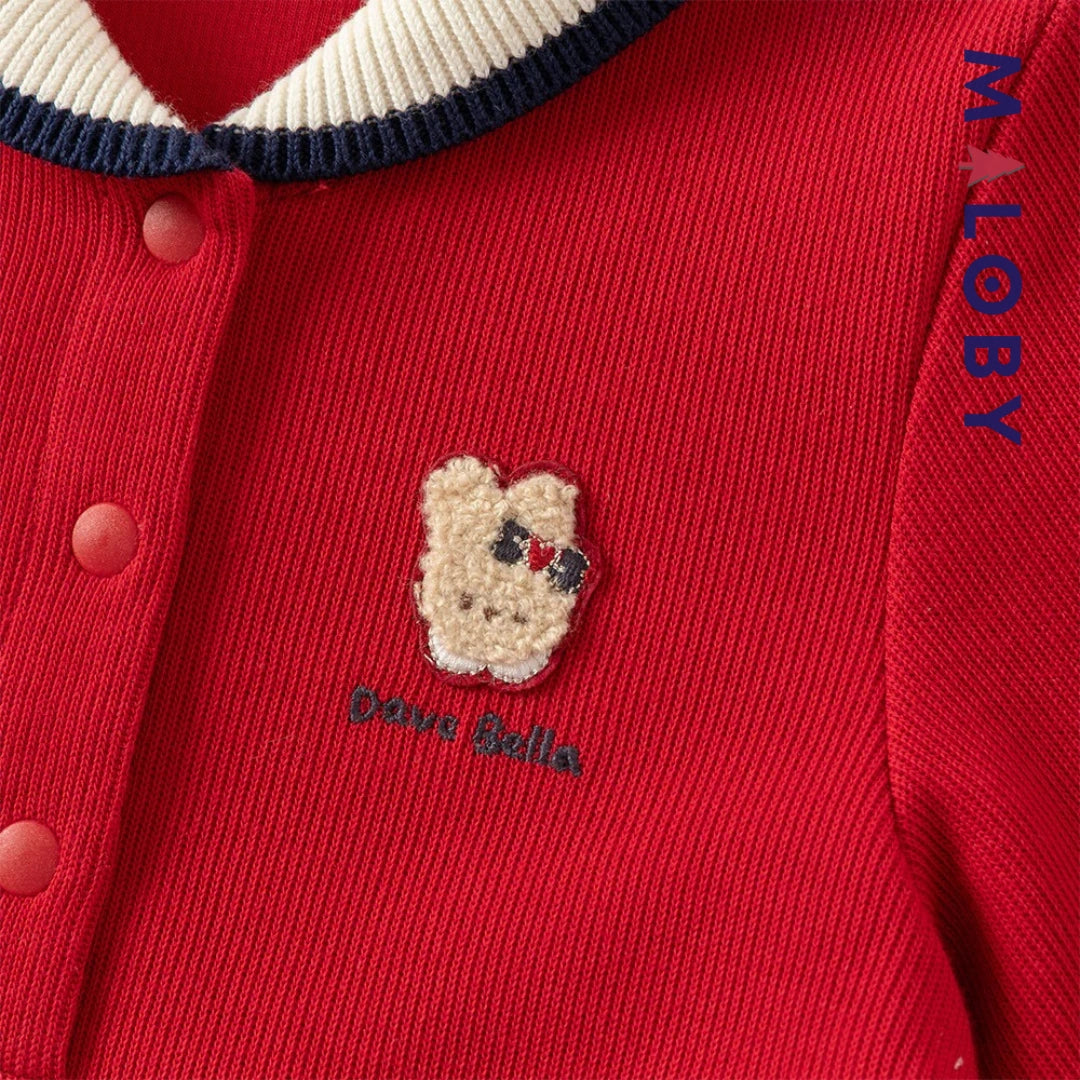 Robe en pur coton manches longues enfant fille -rouge