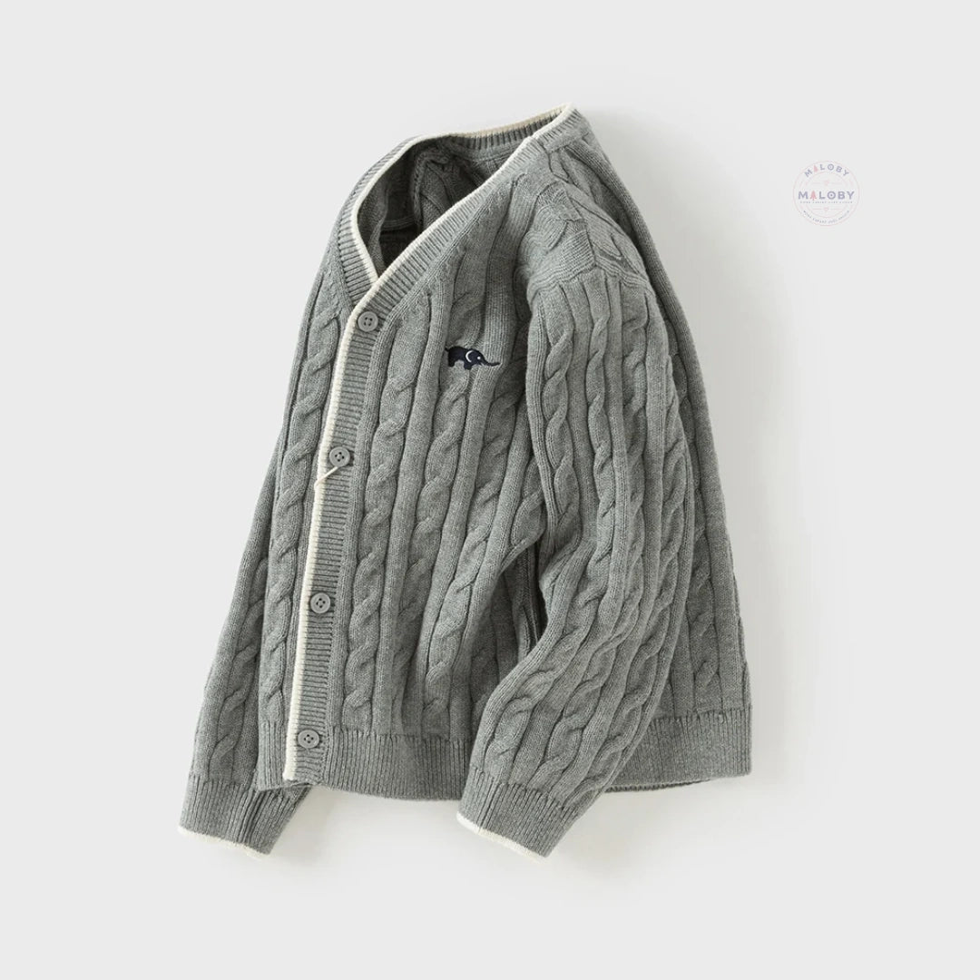 Cardigan torsadé antistatique premium gris pour garçon, vêtement enfant maroc - MALOBY