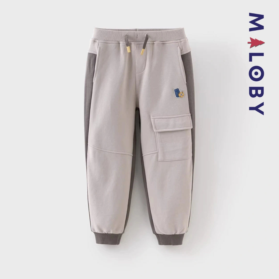 Pantalon jogging avec poches à rabat sport enfant garçon -Gris -robes et ensembles pour filles, bébés et garcons - MALOBY