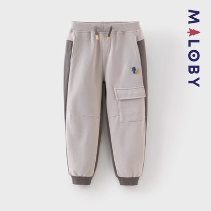 Pantalon jogging avec poches à rabat sport enfant garçon -Gris -robes et ensembles pour filles, bébés et garcons - MALOBY