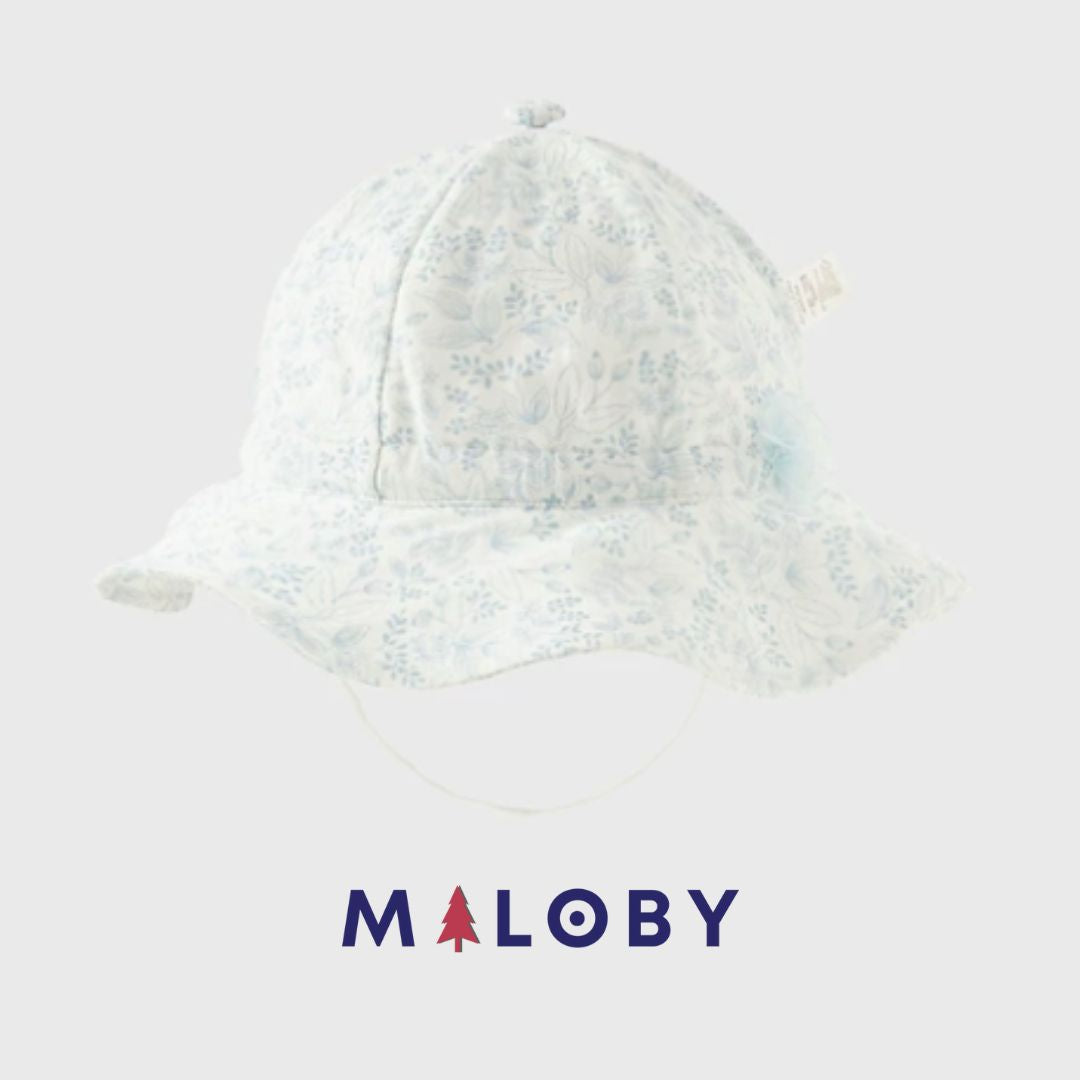 Ensemble combinaison +chapeau bébé fille - blanc/bleu -robes et ensembles pour filles, bébés et garcons - MALOBY