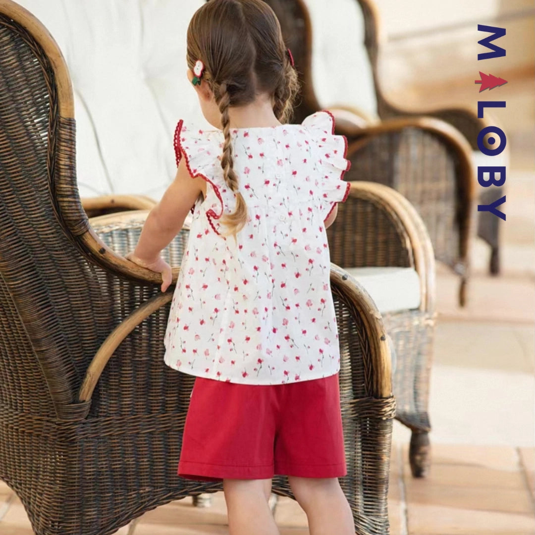 Ensemble d'été 2 pièces enfant fille -Rouge