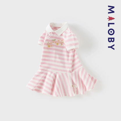 Robe d'été rayée enfant fille -Rose