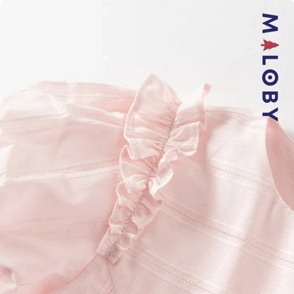 Ensemble  d'été en dentelle Tunique+Short enfant fille -Rose