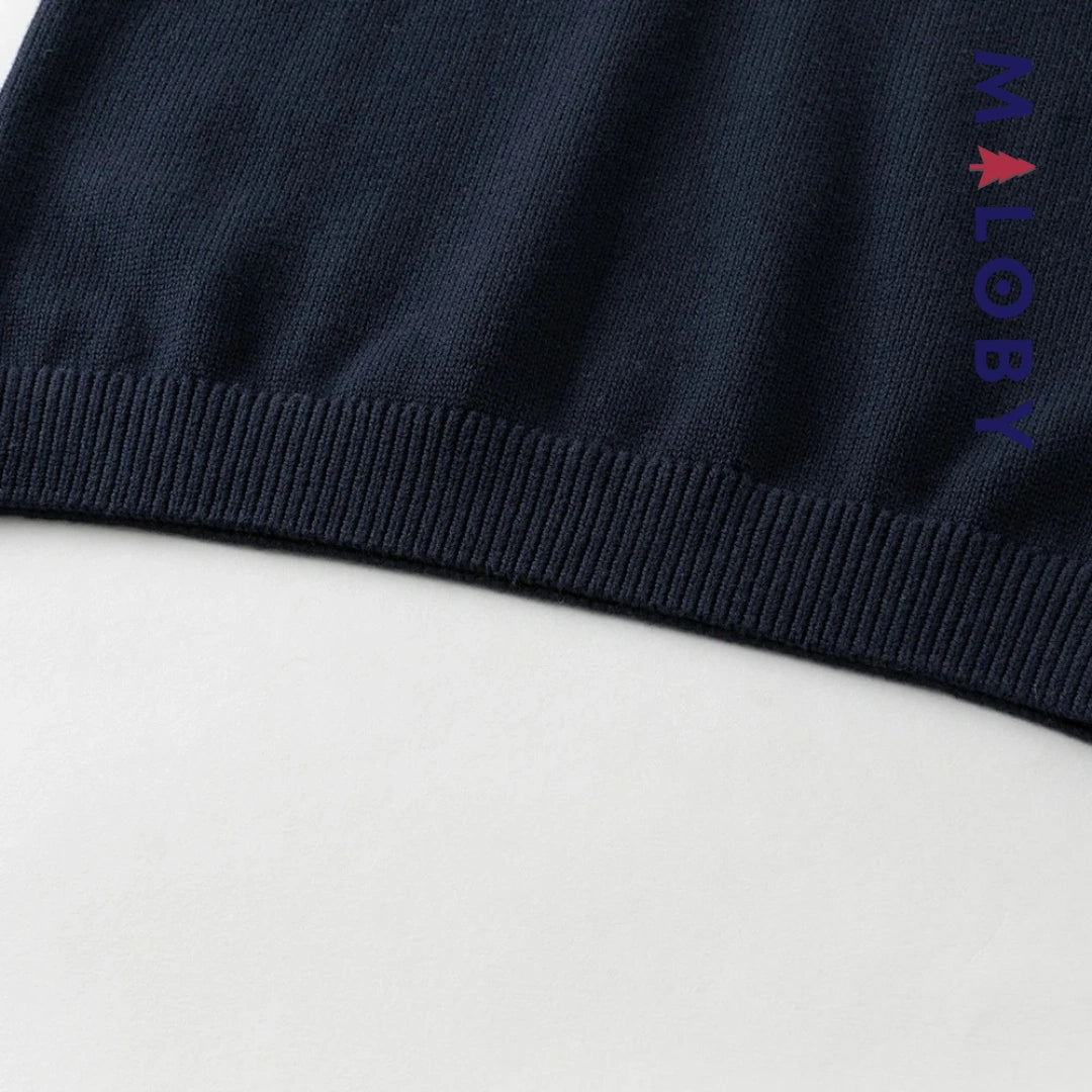 Pull à col chemise enfant garçon- marine -robes et ensembles pour filles, bébés et garcons - MALOBY