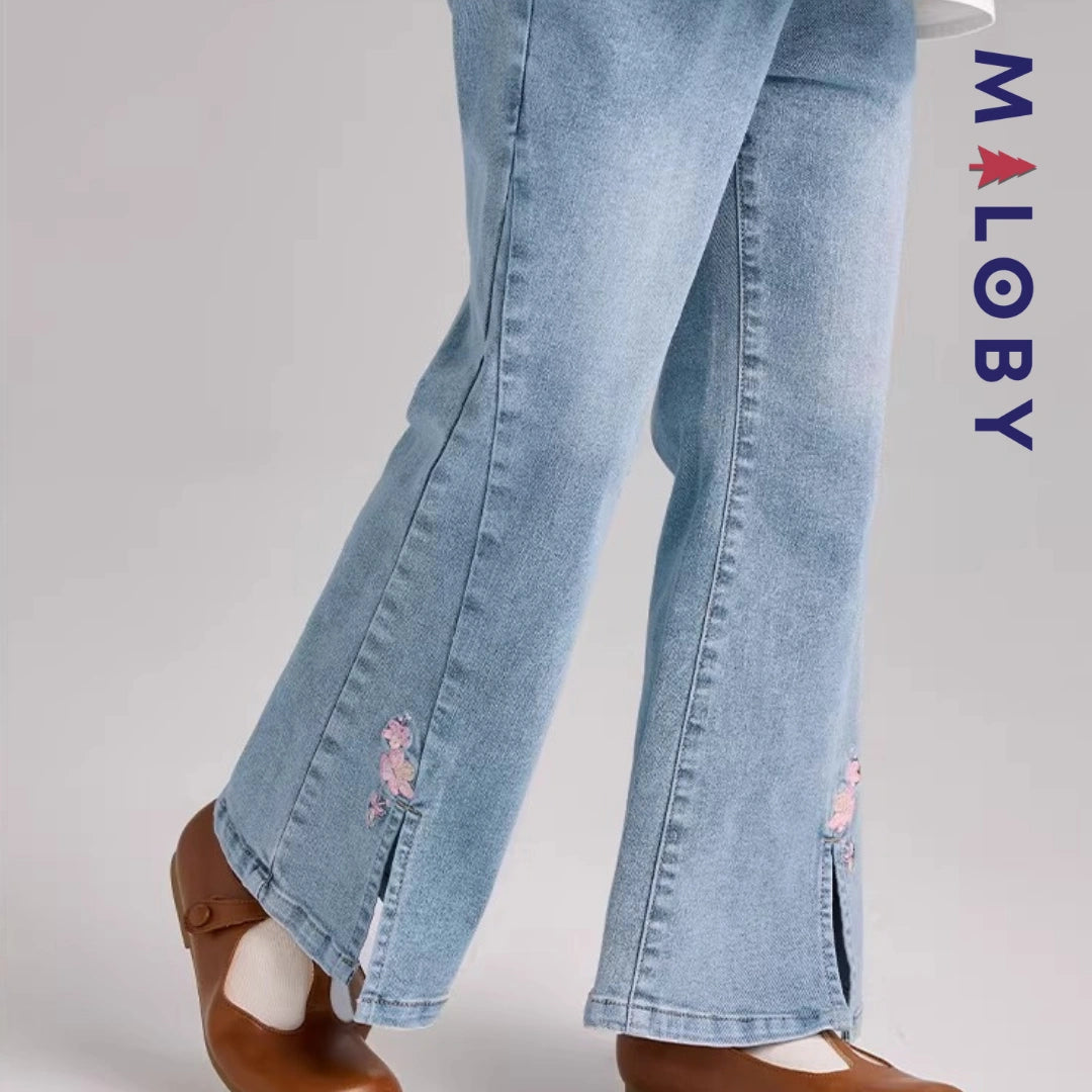 Pantalon denim évasé enfant fille-Bleu -robes et ensembles pour filles, bébés et garcons - MALOBY