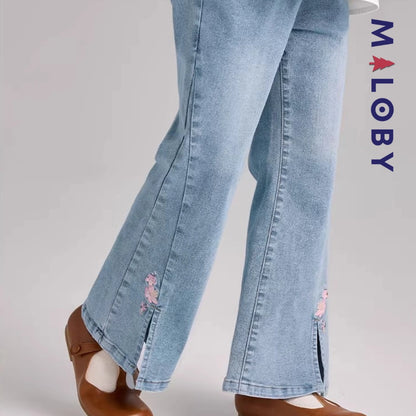 Pantalon denim évasé enfant fille-Bleu -robes et ensembles pour filles, bébés et garcons - MALOBY