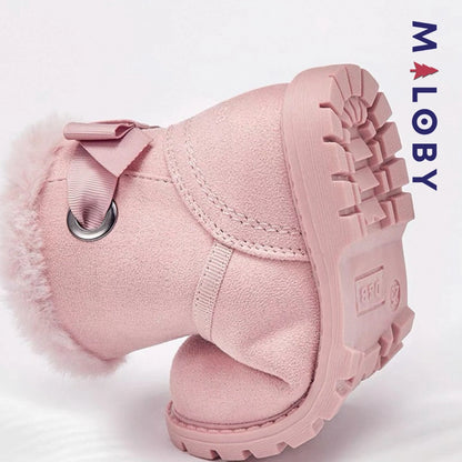 Bottines fourrées peluche enfant fille - Rose