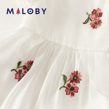 Charger l&#39;image dans la galerie, Robe cérémonie brodée enfant fille - Blanc -robes et ensembles pour filles, bébés et garcons - MALOBY
