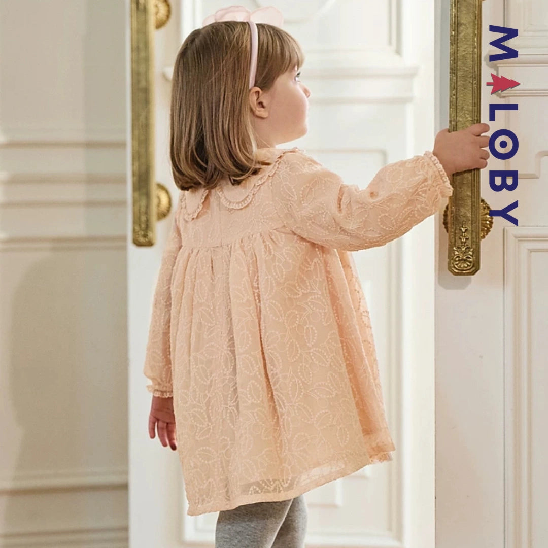 Robe cérémonie brodée enfant fille- Rose pâle -robes et ensembles pour filles, bébés et garcons - MALOBY