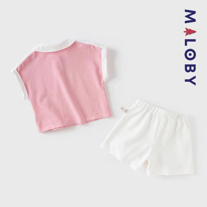 Ensemble été sweat+jupe short plissée enfant fille -Rose