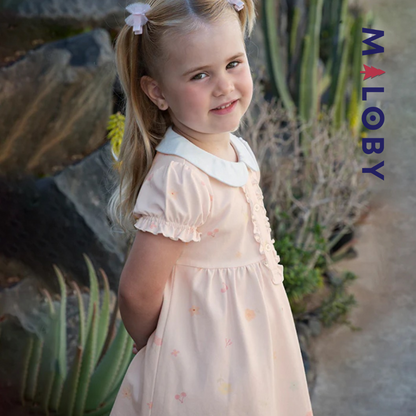 Robe d'été encolure volontée enfant fille- rose imprimé