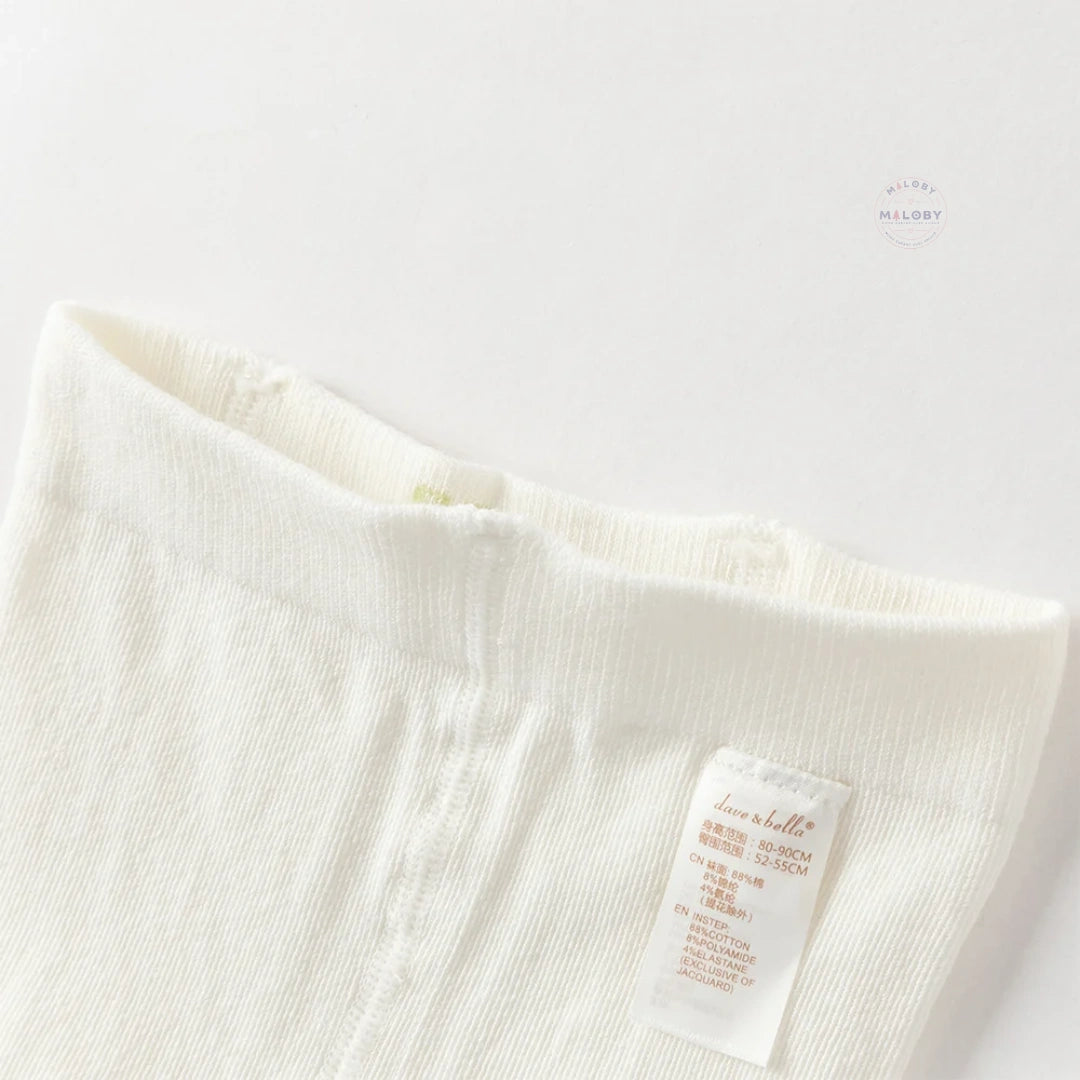 Collant en pointelle épais à motifs fleurettes enfant fille blanc - MALOBY