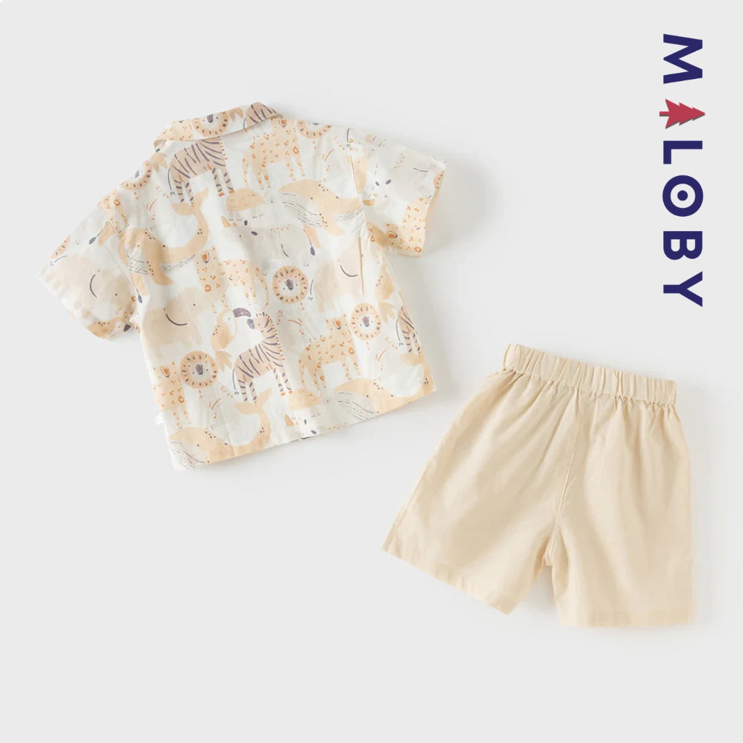 Ensemble Été en lin chemise+short -Imprimé
