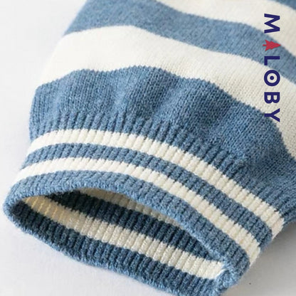 Gilet à capuche rayé enfant garçon - beige/bleu