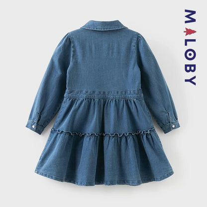 Robe en Jean manches longues enfant fille - bleu denim