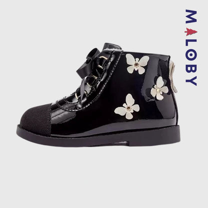 Boots motif papillon  enfant fille - noir