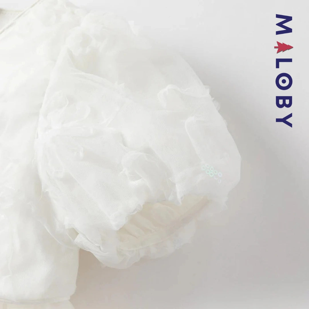 Robe cérémonie effet 2 en 1 -Blanc -robes et ensembles pour filles, bébés et garcons - MALOBY