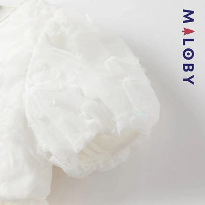 Robe cérémonie effet 2 en 1 -Blanc -robes et ensembles pour filles, bébés et garcons - MALOBY