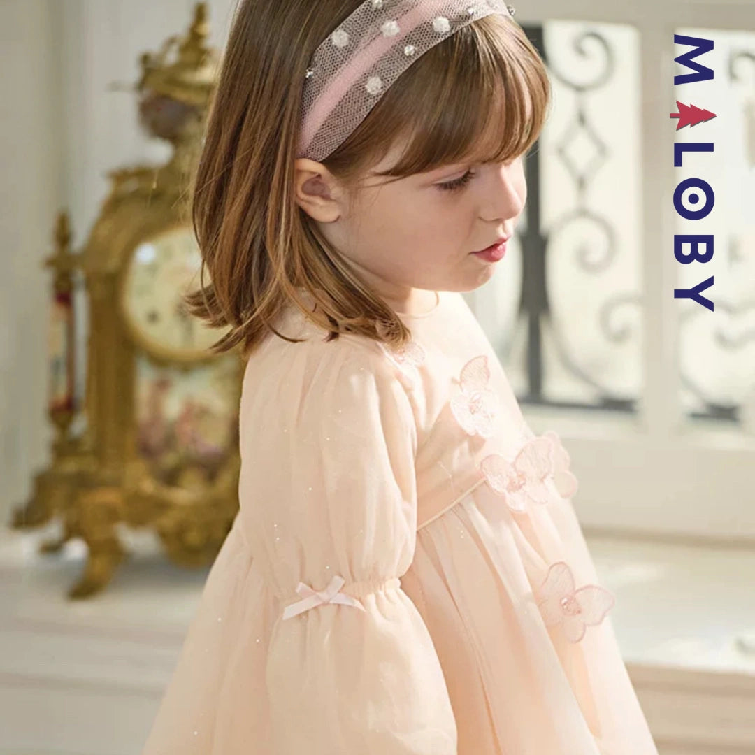 Robe de fête en voile enfant fille - Rose pâle -robes et ensembles pour filles, bébés et garcons - MALOBY