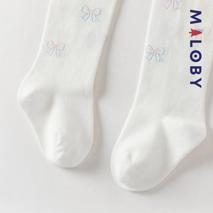 Collant à nœuds pastel enfant fille -Blanc
