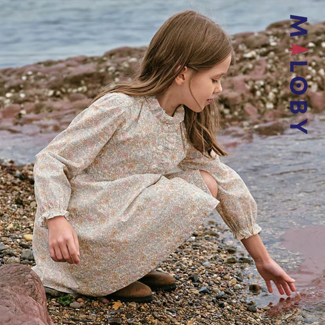 Robe fleurie manches longues enfant fille -Floral