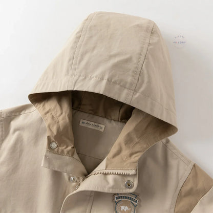 Veste à capuche coupe-vent casual enfant garçon beige, vêtement enfant maroc - MALOBY