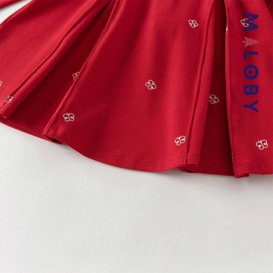 Robe polo motif papillon enfant fille -Rouge -robes et ensembles pour filles, bébés et garcons - MALOBY
